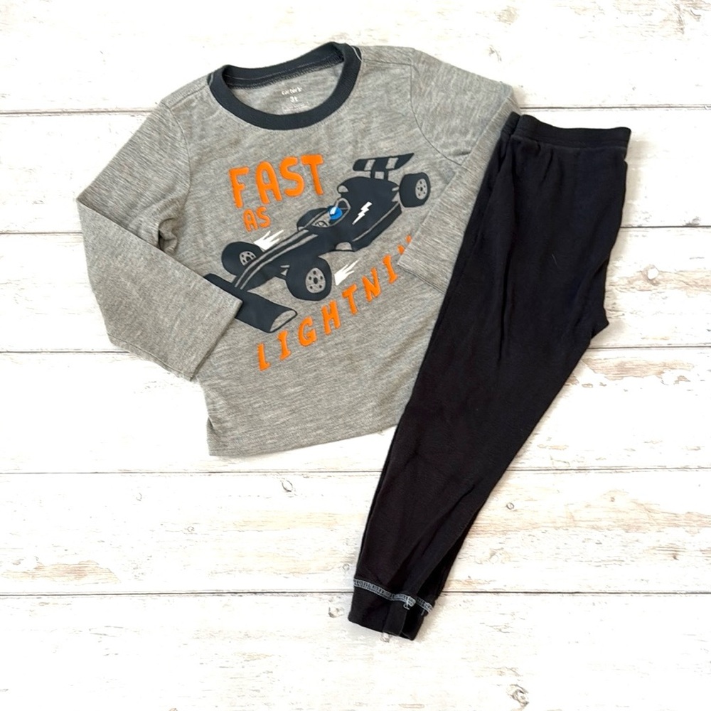 Carters 3T Boys Long Sleeves Racecar Car Print Pajamas Set Pjs Kids Toddler